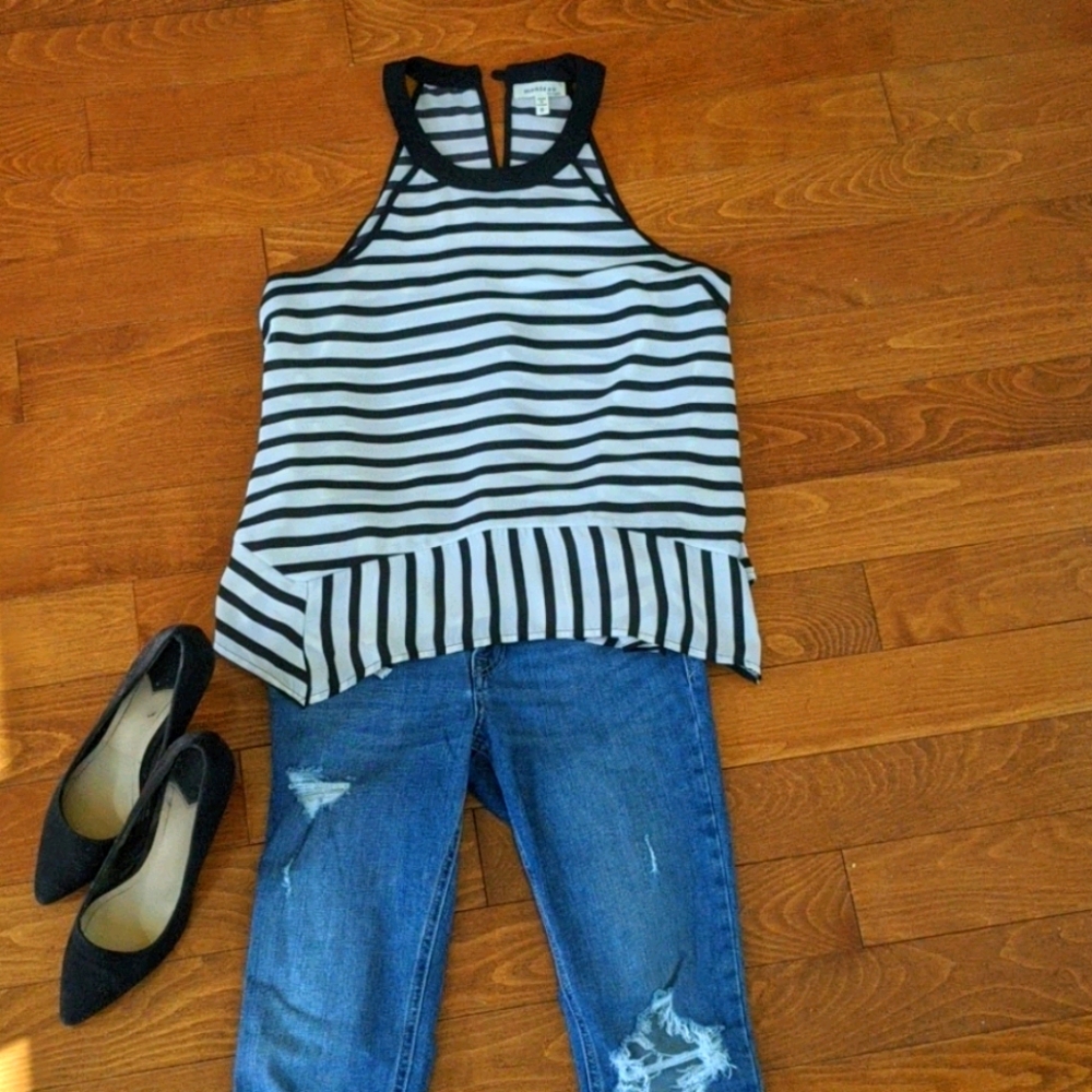 Black and white striped tank top
